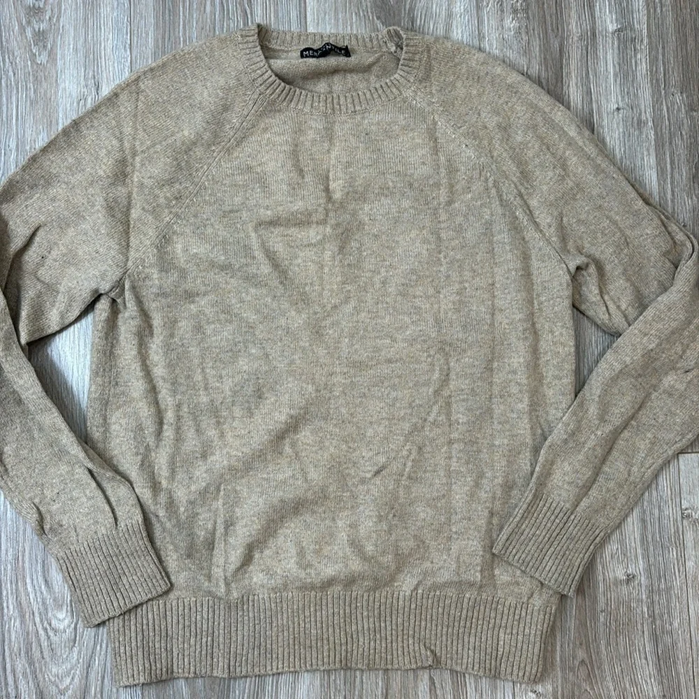 J. Crew beige crewneck wool blend sweater men small